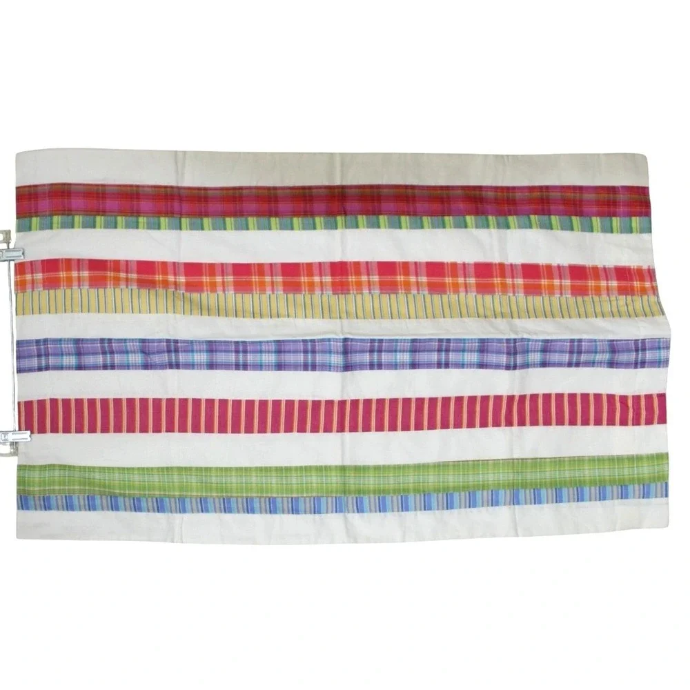 Linens N Things Havana King Pillowcases Shams Cotton Madras Patchwork Plaid Prep